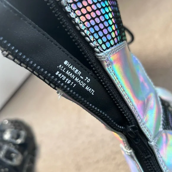 Holographic silver Demonia Shaker 70 size 7 platform boots - Picture 4 of 5